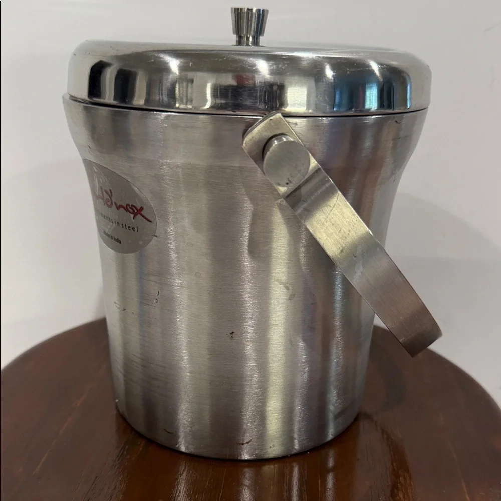 World’nox Stainless Steel 7” Insulated Ice Bucket with Handle. Made in India.